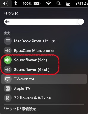 MacのスピーカーSoundflowerに